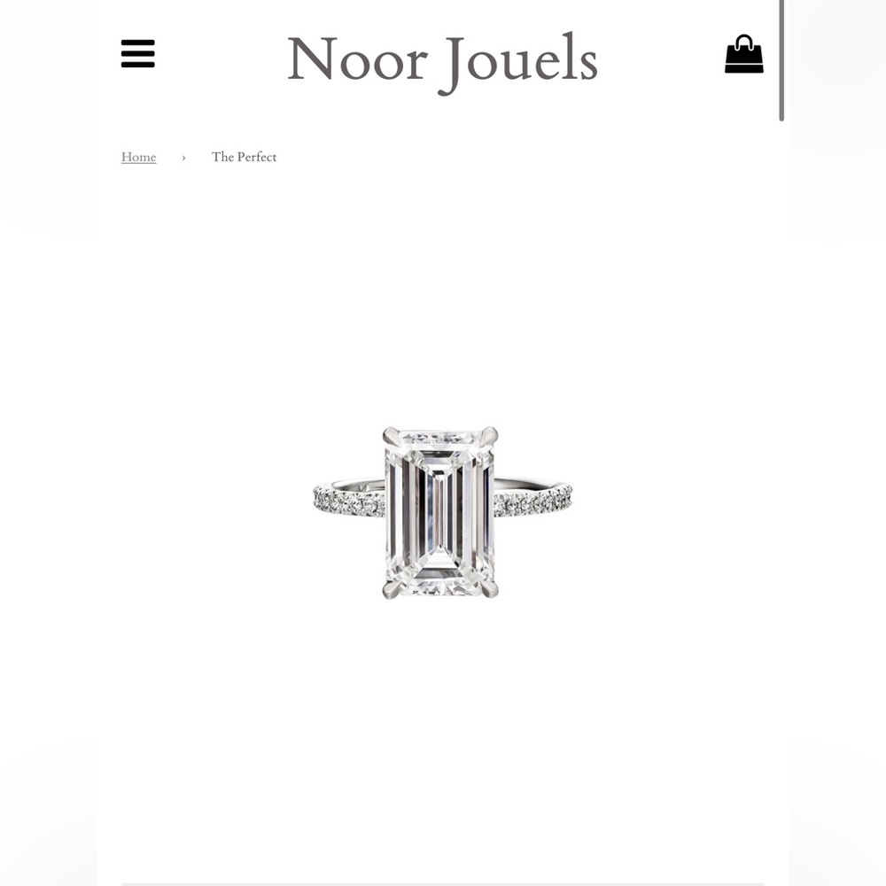 Noor Jouels 4carat VVS1 lab Diamond the band is 18k white vermeil
